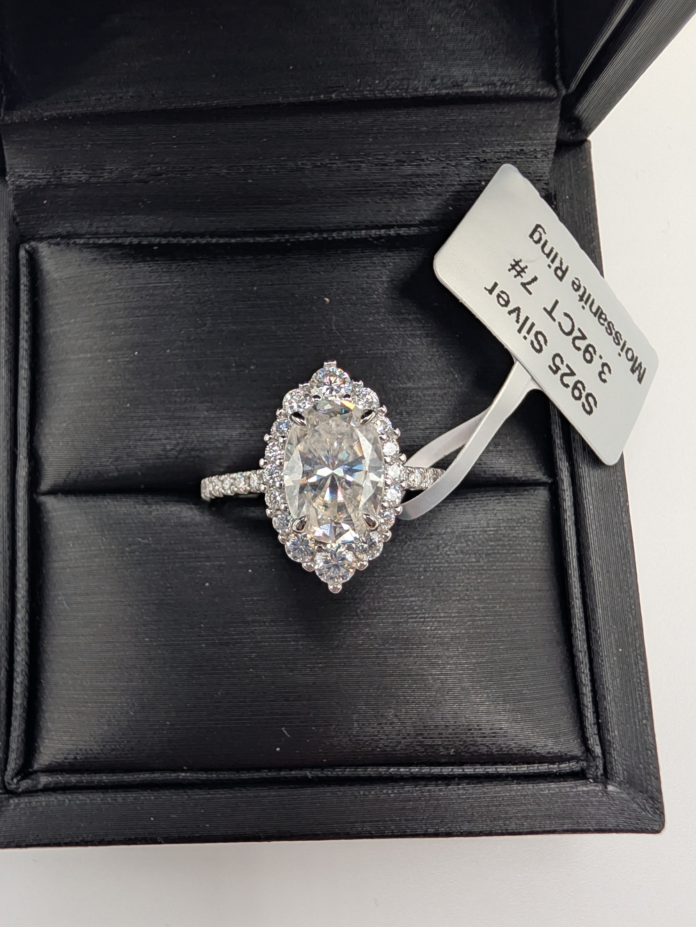 NWT Joseph The Jeweler 3.92ct Moissanite Oval Halo Ring S925 Size 7